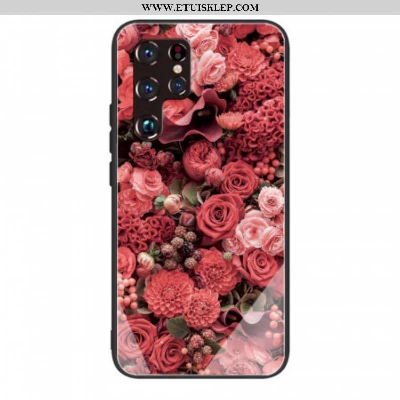 Futerały do Samsung Galaxy S22 Ultra 5G Szkło Hartowane W Kwiaty Róży